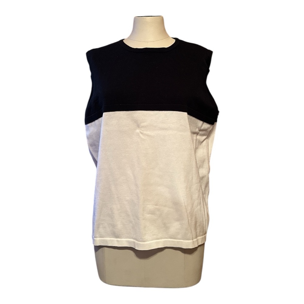 Pendleton women’s 3X black white 100% cotton Colorblock sleeveless sweater